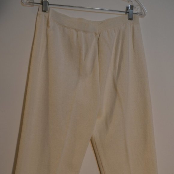 BONNIE BOERER & COMPANY (R) Ramie-Cotton White Wool Knit Pants Women Stretchy S - Picture 4 of 10